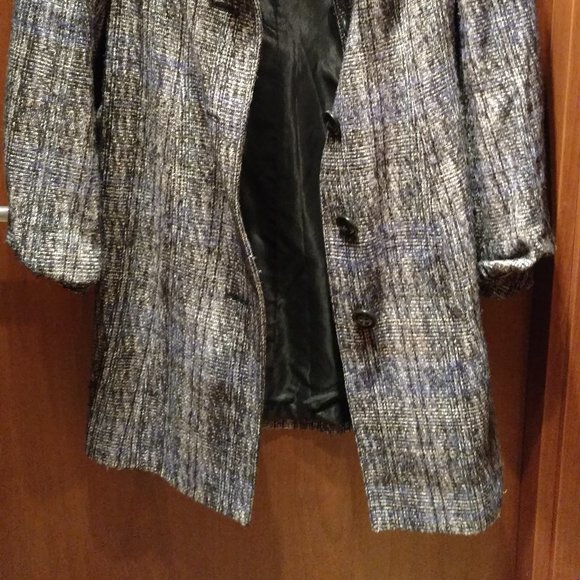 HILTON HOLLIS Button Front Tweed Coat Blazer 0 - Picture 8 of 8